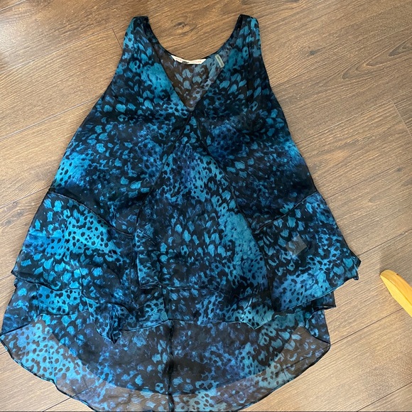 Rebecca Taylor animal print silk ruffled tank - Picture 9 of 11